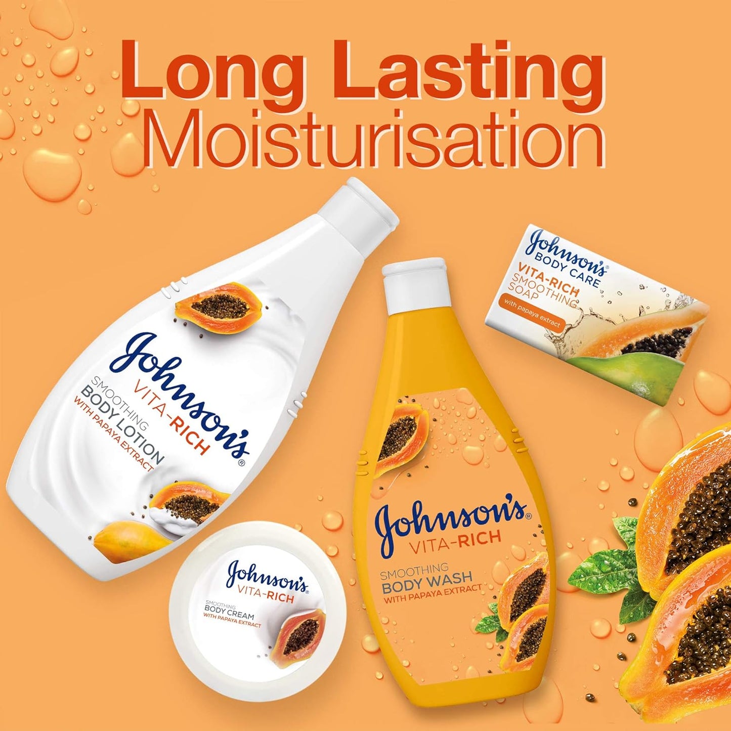 Johnson & Johnson Body Moisturizer - Vita-Rich, Smoothing Lotion, Papaya, 400ml