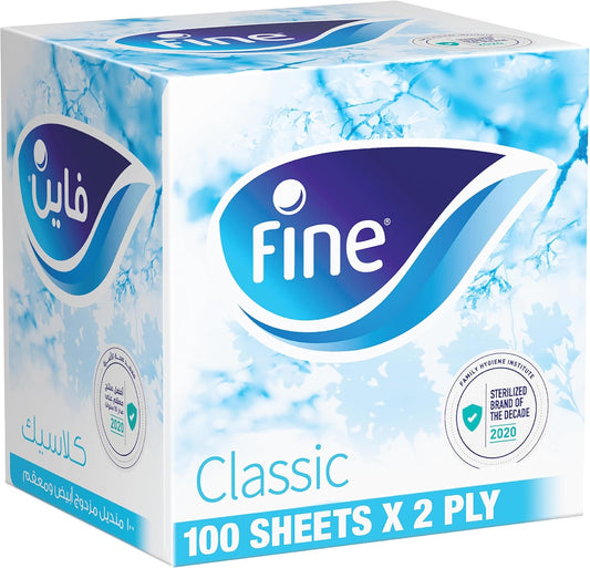 Fine Cubic Facial Tissue, 1 box of 100 sheets x 2 Ply