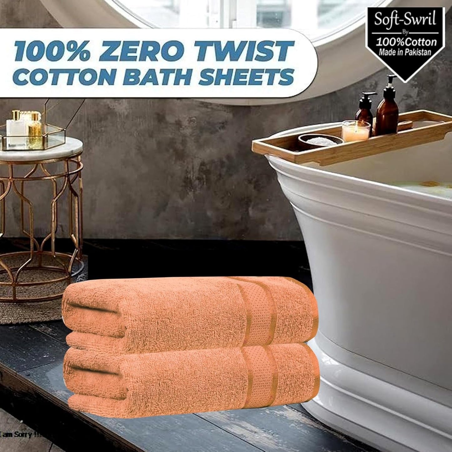 Soft-Swril Premium Sky-Blue Bath Towel 500 GSM 100% Cotton 27x54 Inches Pack of 1,Ultra Super Soft Quick Dry Highly Absorbent - Soft Hotel Quality for Bath and Spa