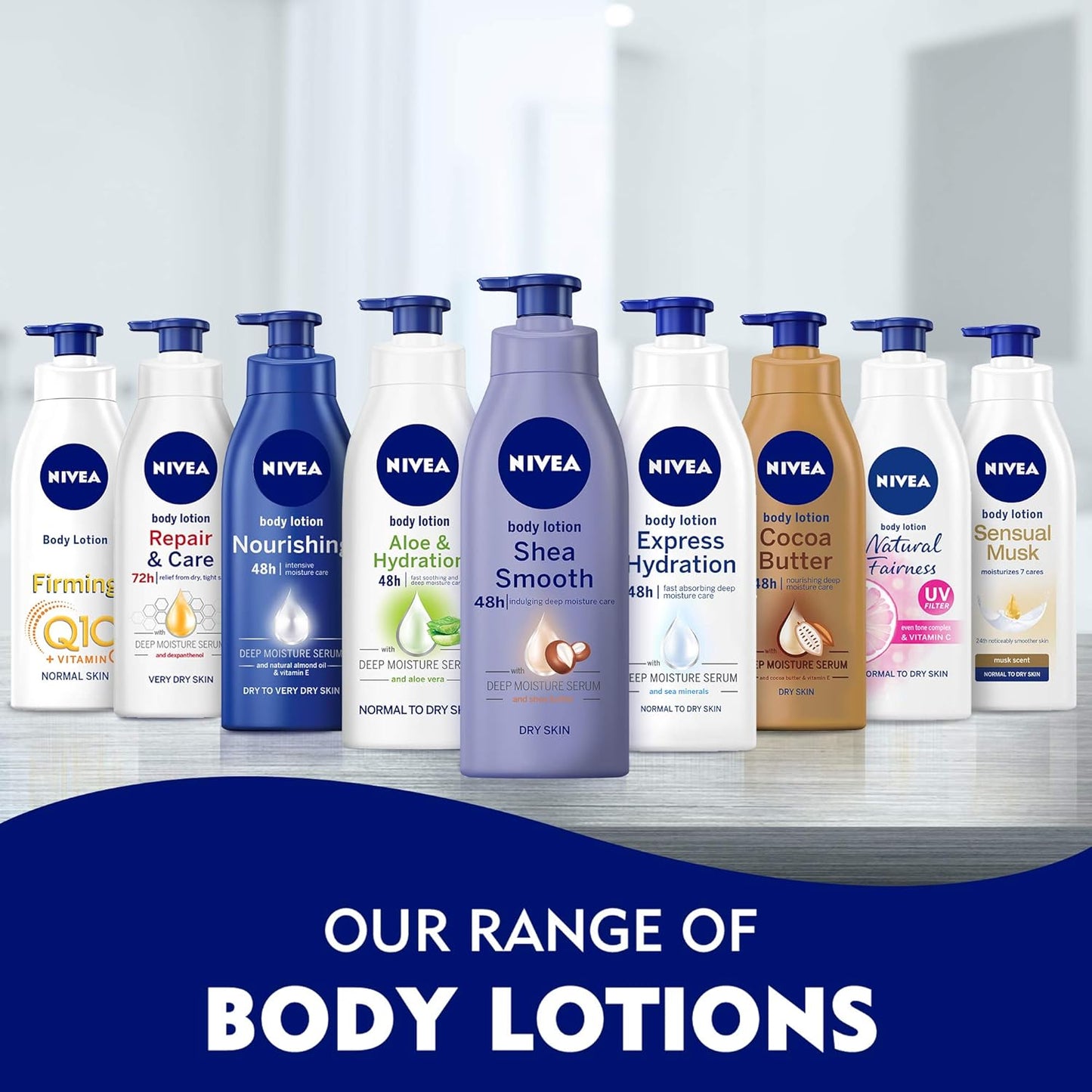 NIVEA Body Lotion for Dry Skin, Cocoa Butter, 5in1 Complete Care, 48H Deep Moisture, 2x400ml, Pack of 2