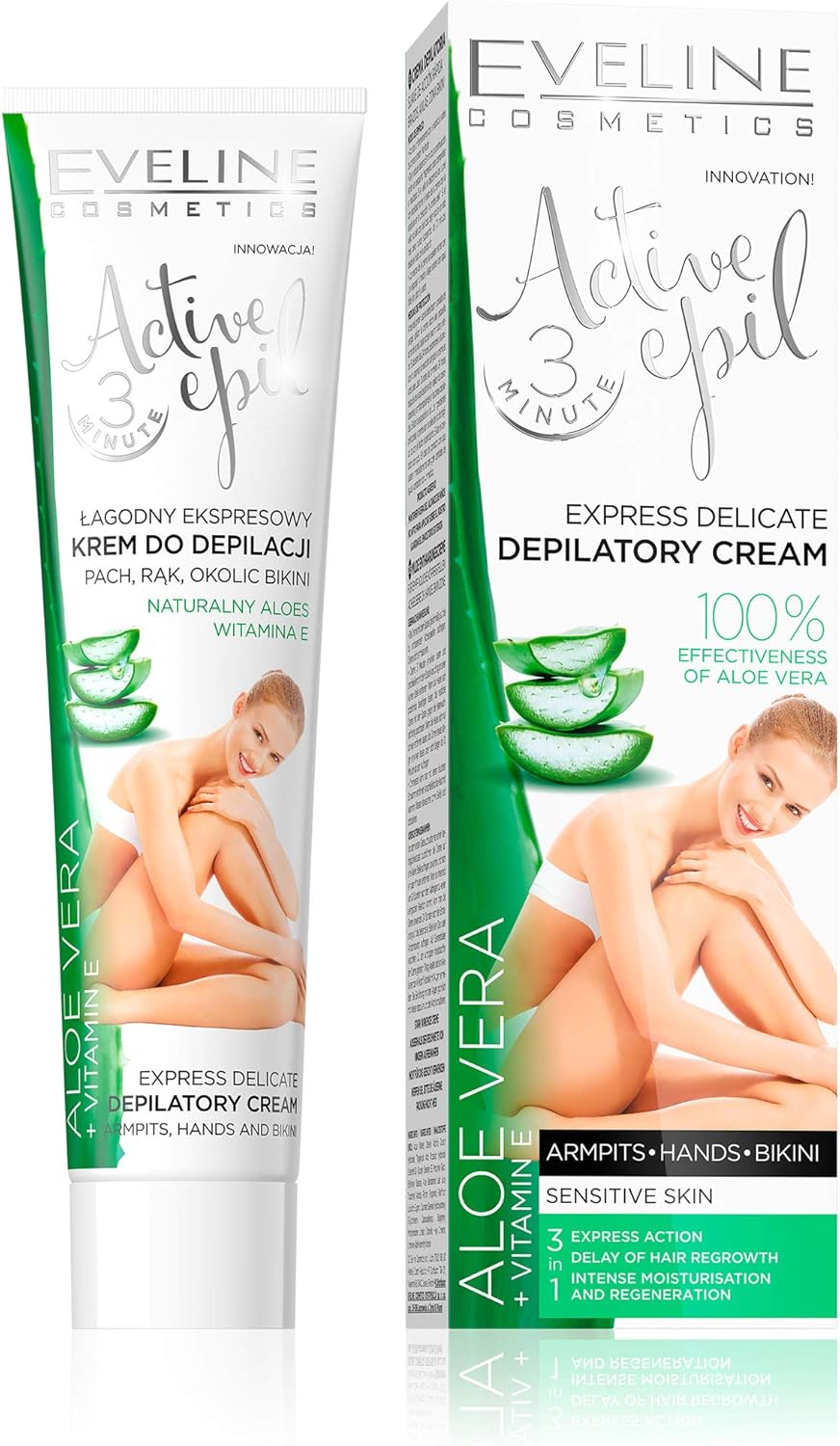 Eveline Hair Removal Active Epil Depilatory Cream Aloe Vera Sensitive Skin 125ml