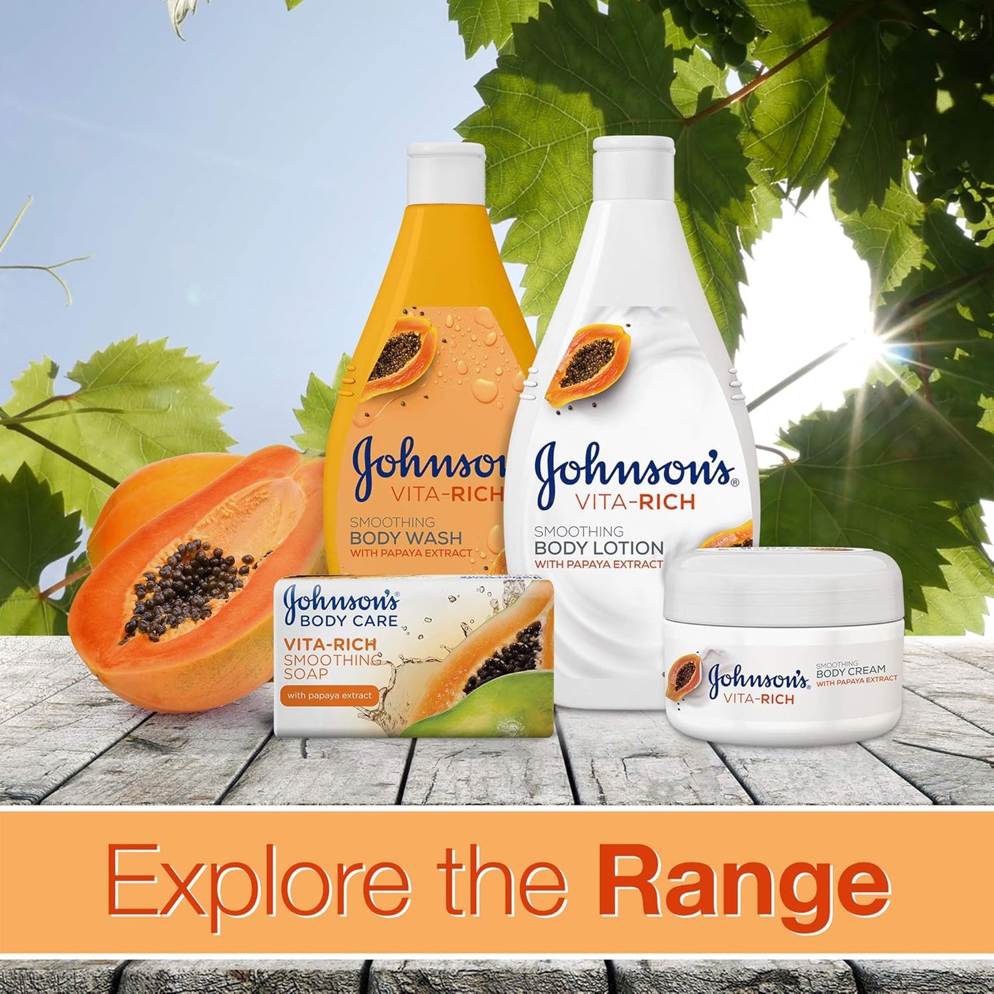 Johnson & Johnson Body Moisturizer - Vita-Rich, Smoothing Lotion, Papaya, 400ml