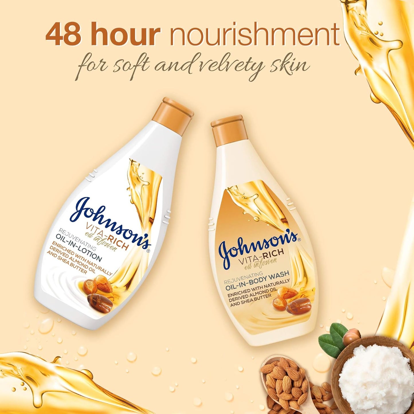 Johnson's Vita-Rich Oil-In-Lotion Rejuvenating Body Lotion, 2x400ml
