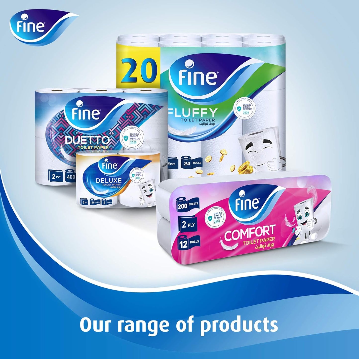 Fine Deluxe Toilet Paper 3 Ply, 24 Rolls