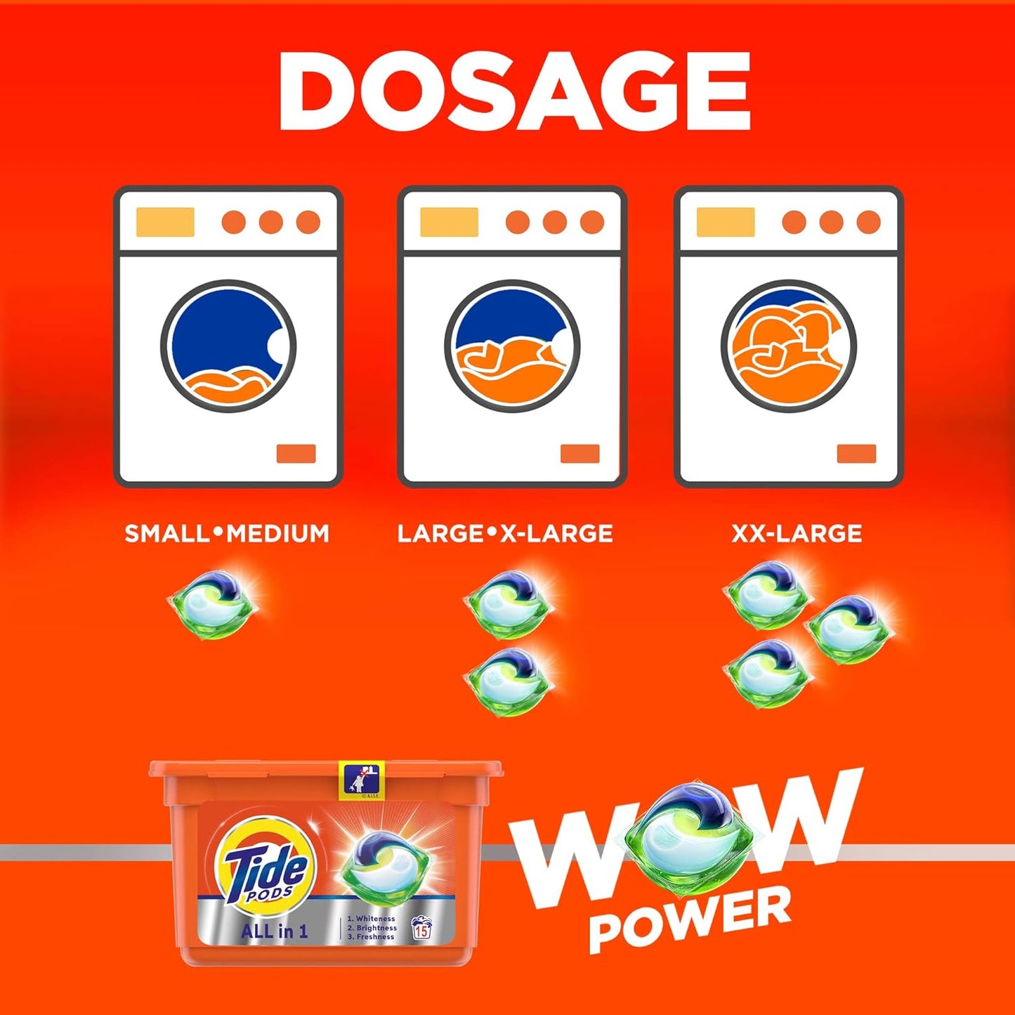 Tide Wow All in 1 Pods Original Scent, 15 Count
