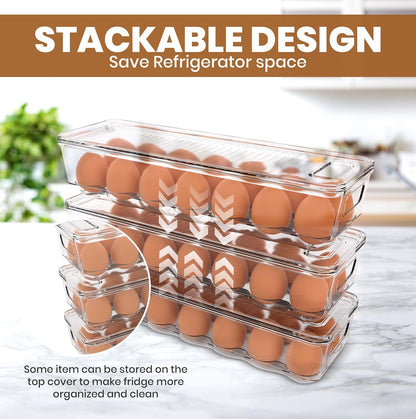 Utopia Home Egg Container For Refrigerator - 14 Egg Container With Lid & Handle, Egg Holder For Refrigerator, Egg Storage & Egg Tray (Pack of 1)