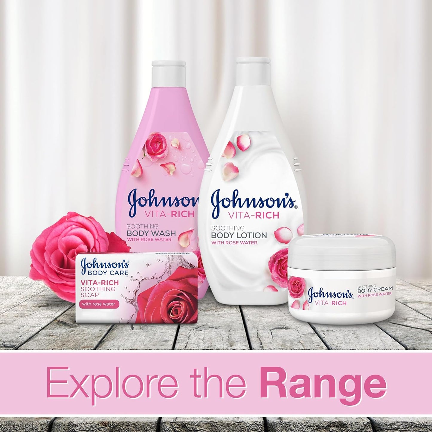 Johnson & Johnson Vita-Rich Soothing Rose Water Body Lotion (2x 400ml)