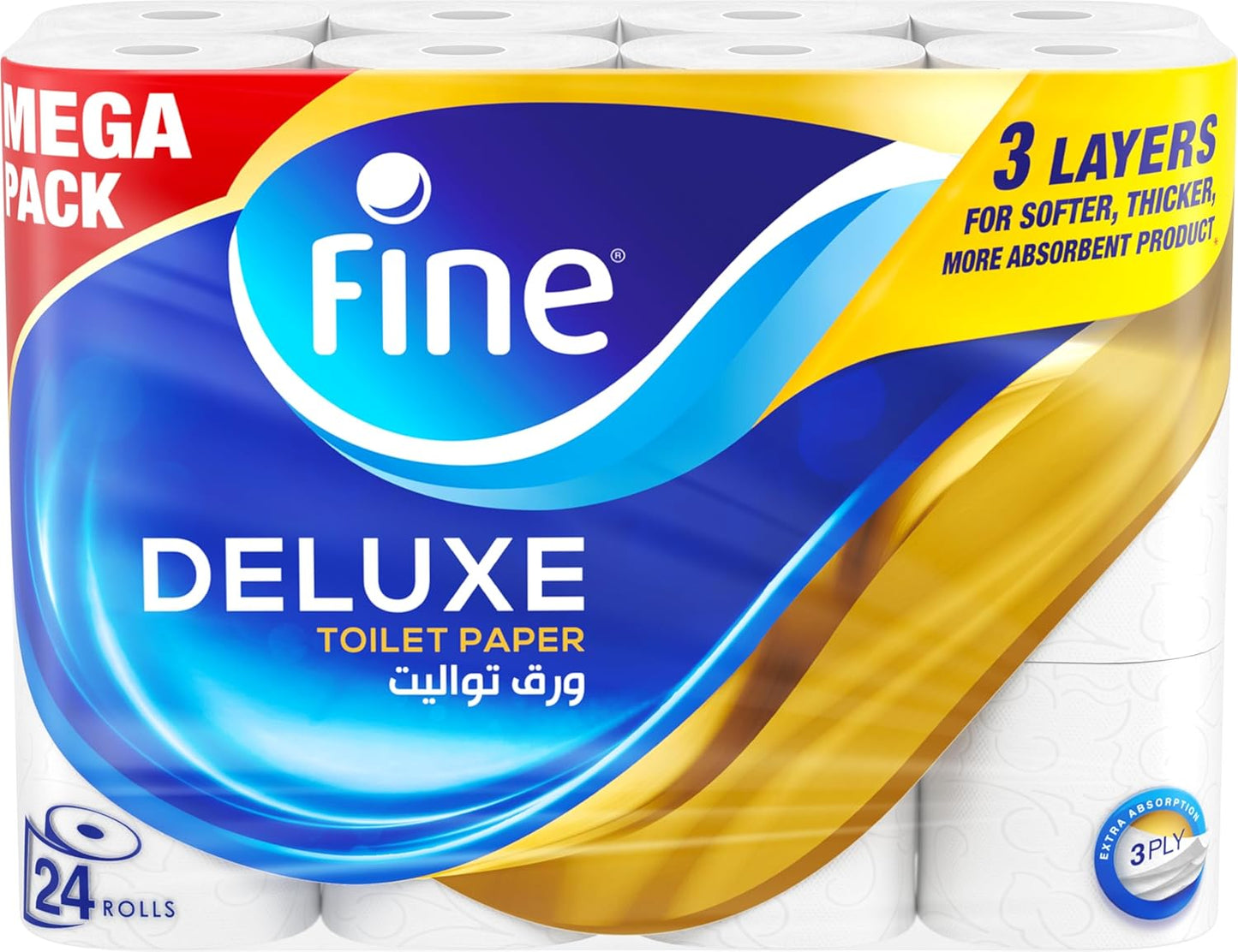 Fine Deluxe Toilet Paper 3 Ply, 24 Rolls
