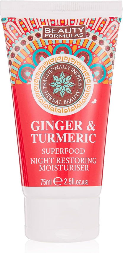 Beauty Formulas Ginger & Turmeric Superfood Night Restoring Moisturiser, 75ML