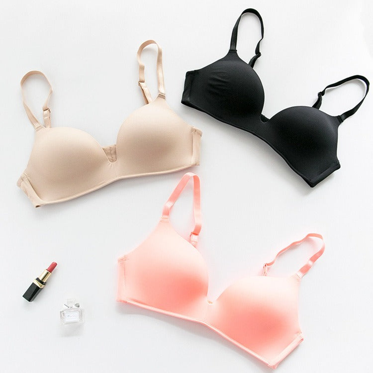 Japanese Light Clothing Without Trace Underwear Women Without Steel Ring Large Chest Show Small Students Thin Triangle Cup Light Bra