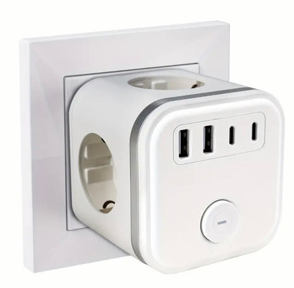 1pc European Standard 7-in-1 Cubic Multi-hole Socket
