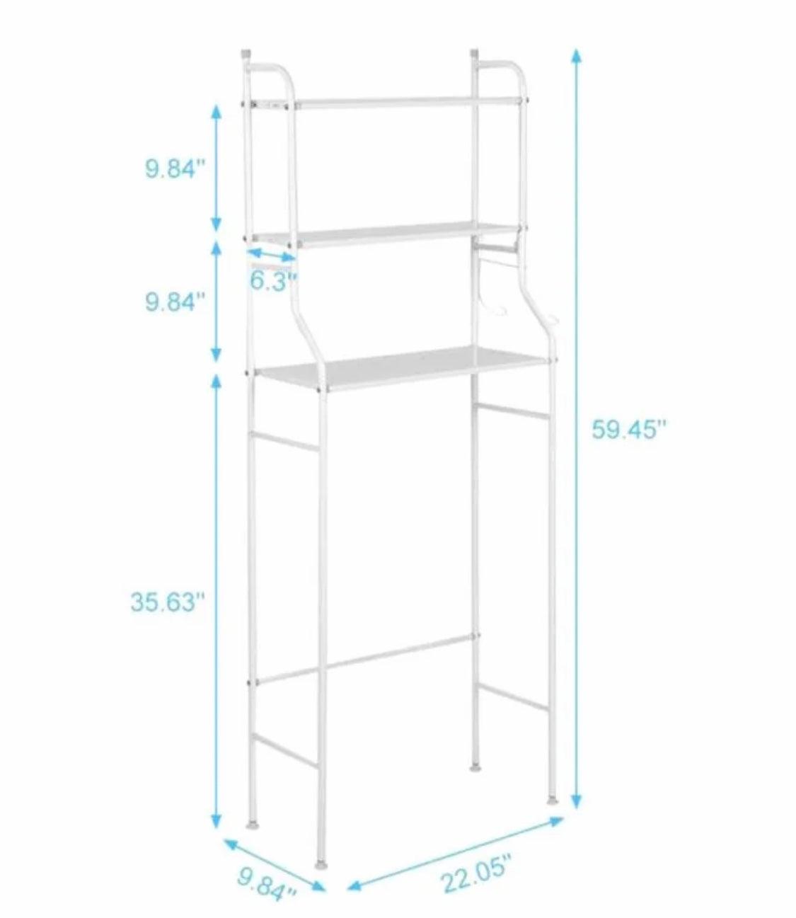 Metal Toilet Cabinet Shelf Organizer Holder White 166x25x68cm