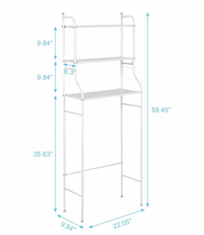 Metal Toilet Cabinet Shelf Organizer Holder White 166x25x68cm