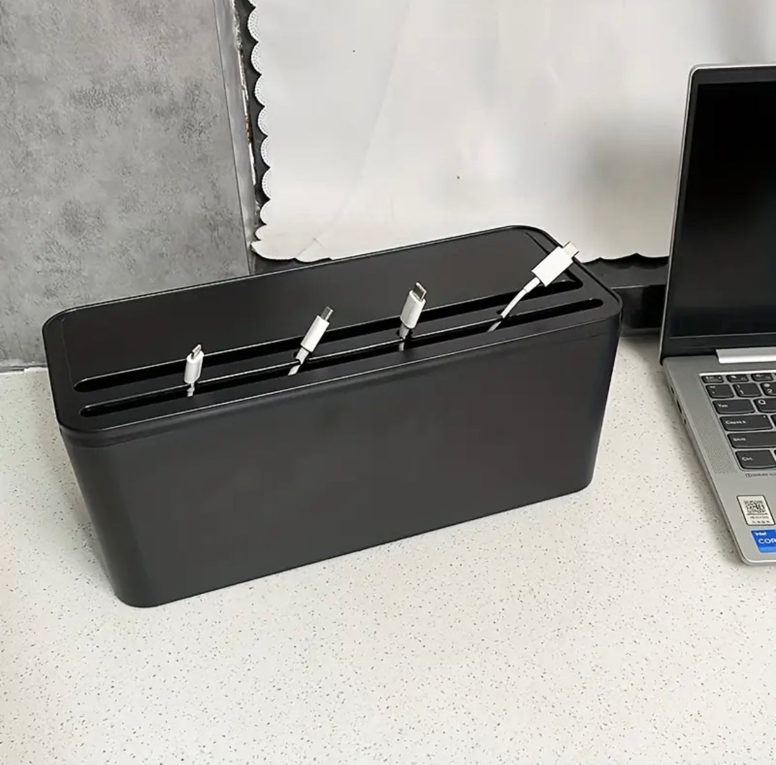 1pc Plastic Data Cable Storage Box, Cable Tidy Box To Hide Data Cables