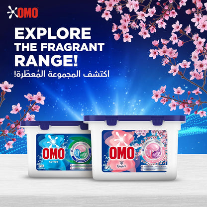 OMO Comfort 3in1 Laundry Capsules, Cherry Blossom Freshness, Removes 99 Types of Stains, 15 Capsules