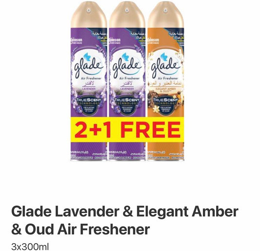 Glade Lavender and Elegant Amber and Oud Air refreshener