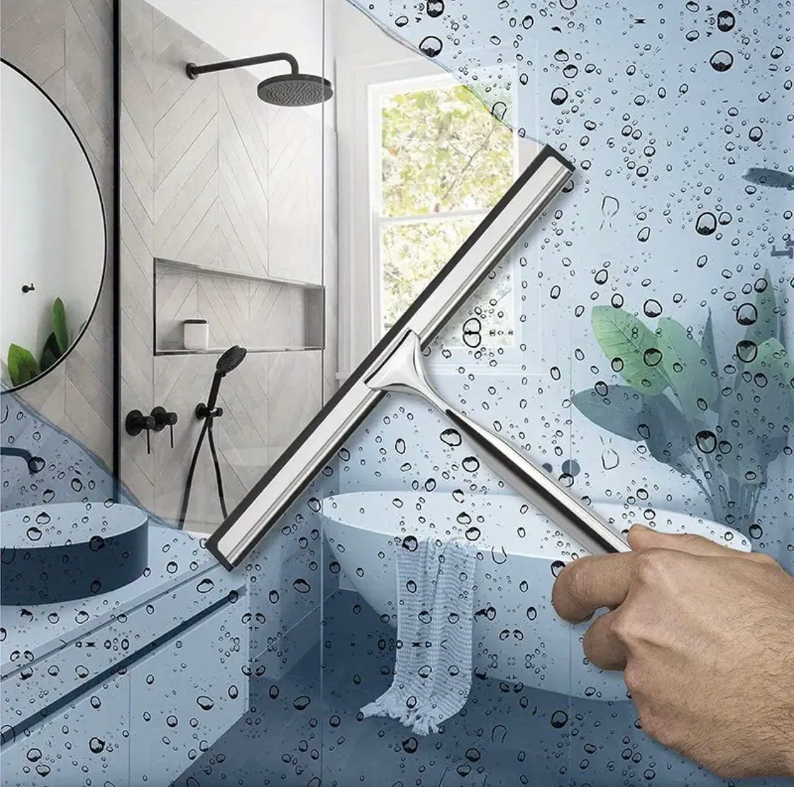 1pc, Handheld Glass Wiper With Hook