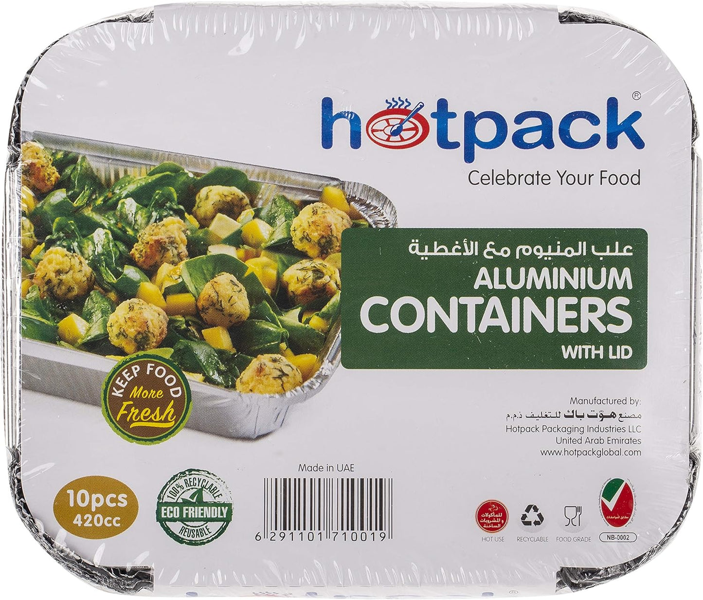 Hotpack Disposable Food Storage, Food Packaging, Aluminium Container 250cc, 10 Pieces