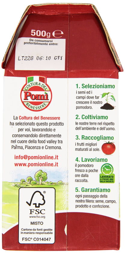 Pomi Passata, ,Made from 100% Strained Italian Tomatoes, Authentic Italian Tomato Puree - 500 g