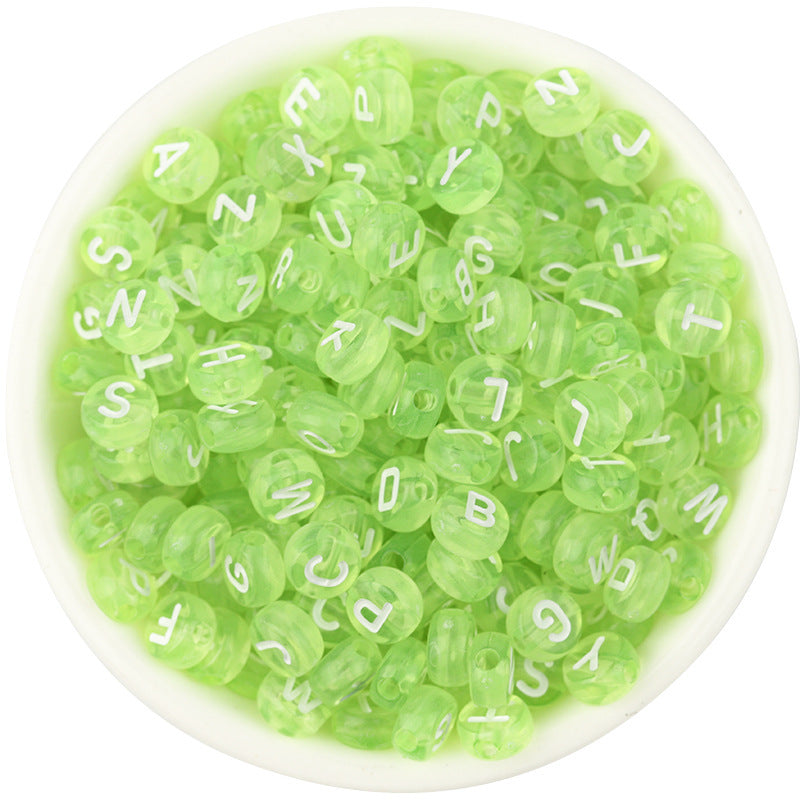 Acrylic Colorful English Alphabet Beads Transparent Candy Color Oblate Loose Beads