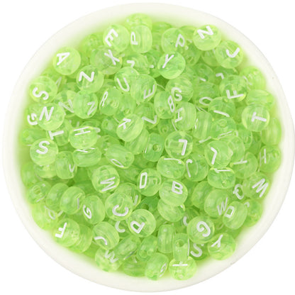 Acrylic Colorful English Alphabet Beads Transparent Candy Color Oblate Loose Beads