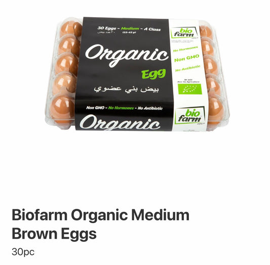 Biofarm Organic Eggs Medium brown 30pcs