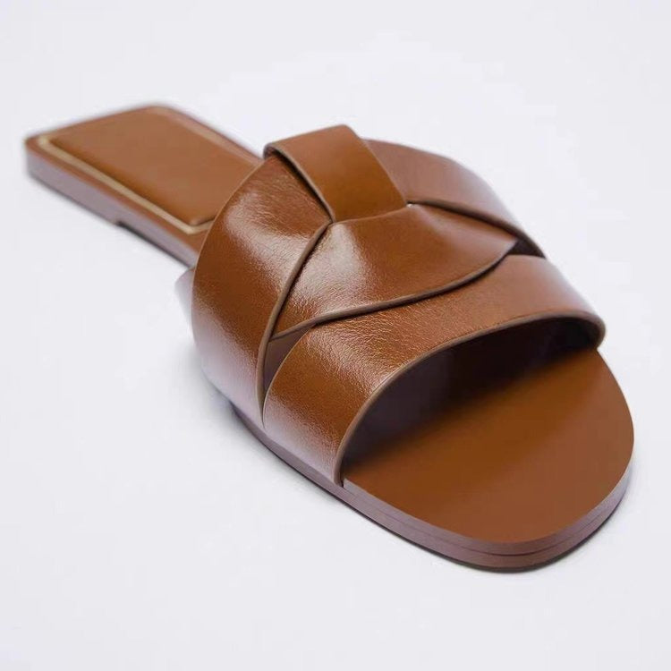 European and American style women's shoes, flat sandals, comfortable outer wear, simple style women's shoes