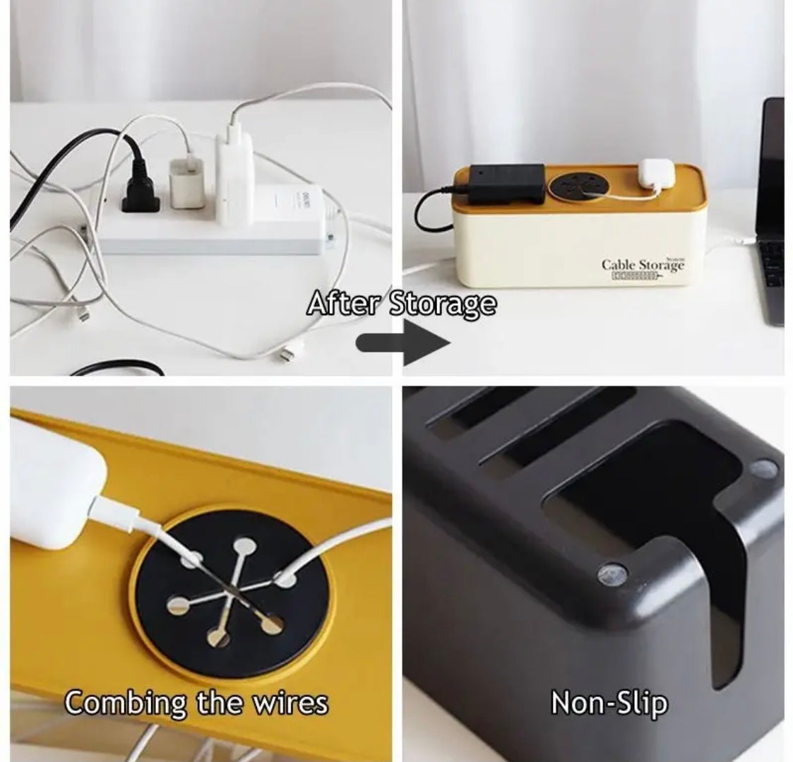1pc Cable Storage Box, Desktop Charging Cable Data Storage Case