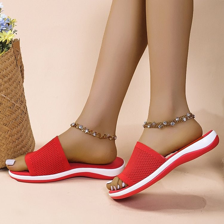 New Knitted Thick Sole 36-43 Large Flat Bottom Slippers for Women