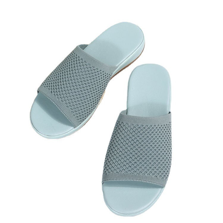 New Knitted Thick Sole 36-43 Large Flat Bottom Slippers for Women