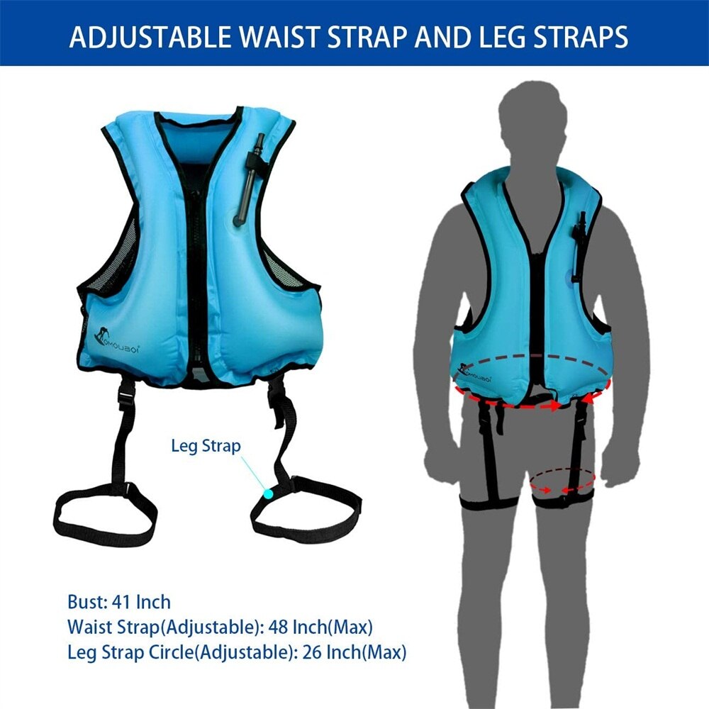 Adult Inflatable Swim Life Vest Jacket Snorkeling Floating Device Swimming Drifting Surfing Survival Water Sports Life Saving
