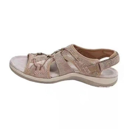 Women's sandals summer new round head breathable casual sandals large size flat beach sandals