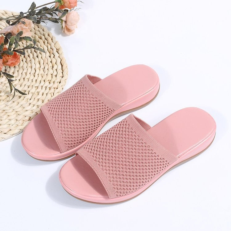 New Knitted Thick Sole 36-43 Large Flat Bottom Slippers for Women