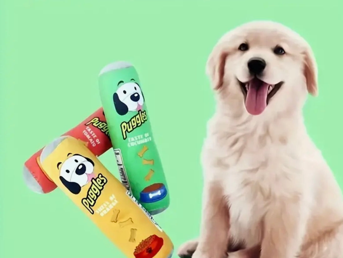 1pc Chip Can Design Pet Grinding Teeth Squeaky Plush Toy