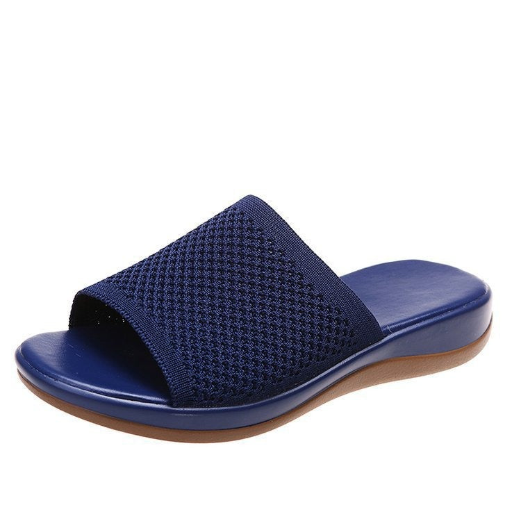 New Knitted Thick Sole 36-43 Large Flat Bottom Slippers for Women