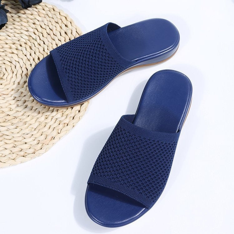 New Knitted Thick Sole 36-43 Large Flat Bottom Slippers for Women