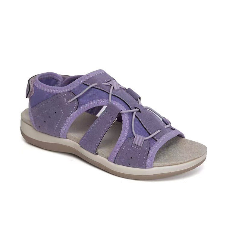 Women's sandals summer new round head breathable casual sandals large size flat beach sandals