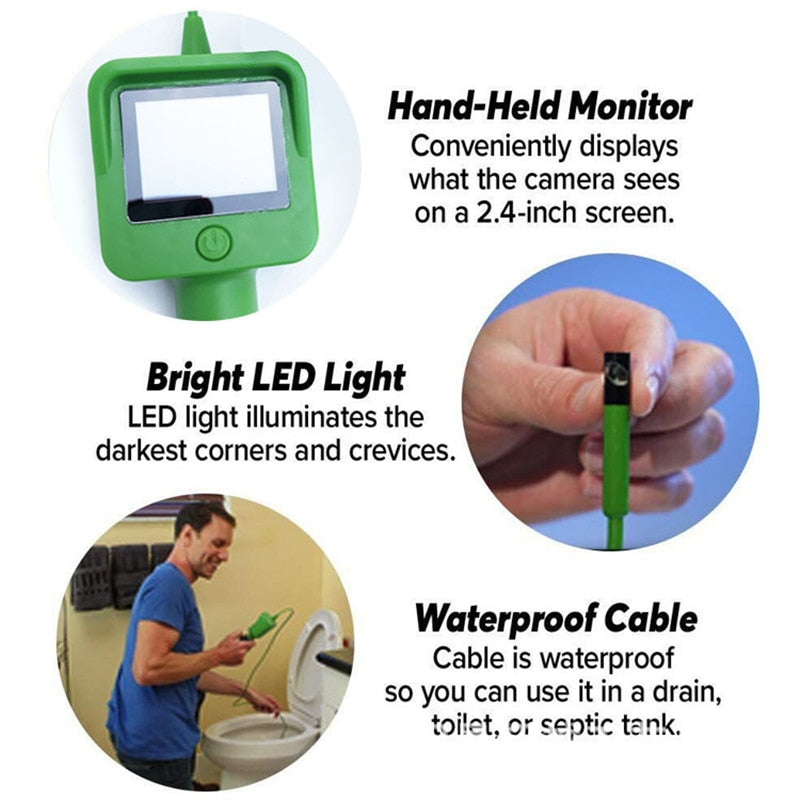 Endoscope Camera With 2.4 Inch Color Liquid LCD Screen 1.2m Gooseneck Cable