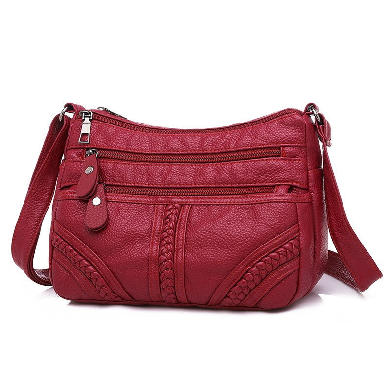 Large capacity shoulder messenger bag ladies backpack middle-aged soft leather mother bag