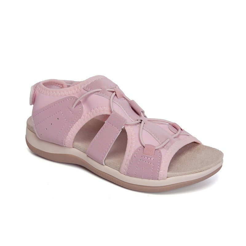 Women's sandals summer new round head breathable casual sandals large size flat beach sandals