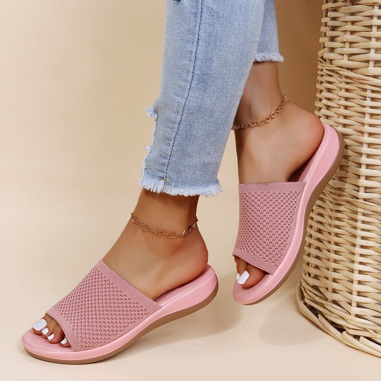 New Knitted Thick Sole 36-43 Large Flat Bottom Slippers for Women