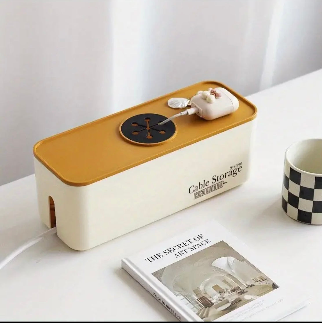 1pc Cable Storage Box, Desktop Charging Cable Data Storage Case