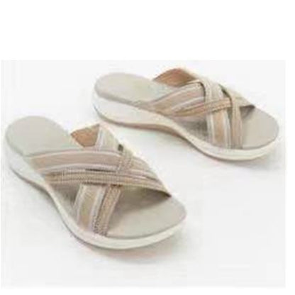 Flat bottomed sloping and fish mouthed flying woven cross sandals for women's slippers
