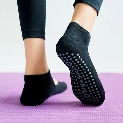 Women High Quality Pilates Socks Anti-Slip Breathable Backless Yoga Socks Ankle Ladies Ballet Dance Sports Socks