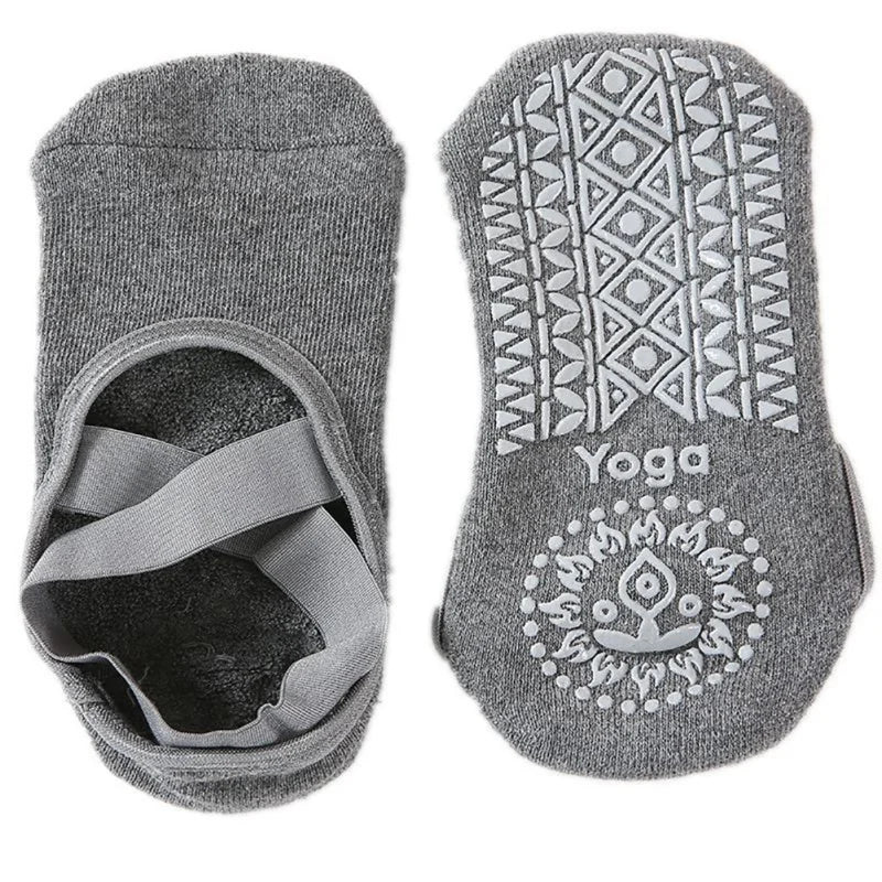 1 Pair of Ladies Anti Slip Cotton Yoga Socks Bandage Sports Girls Ballet Dance Socks For 35-39 yards