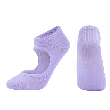Women High Quality Pilates Socks Anti-Slip Breathable Backless Yoga Socks Ankle Ladies Ballet Dance Sports Socks