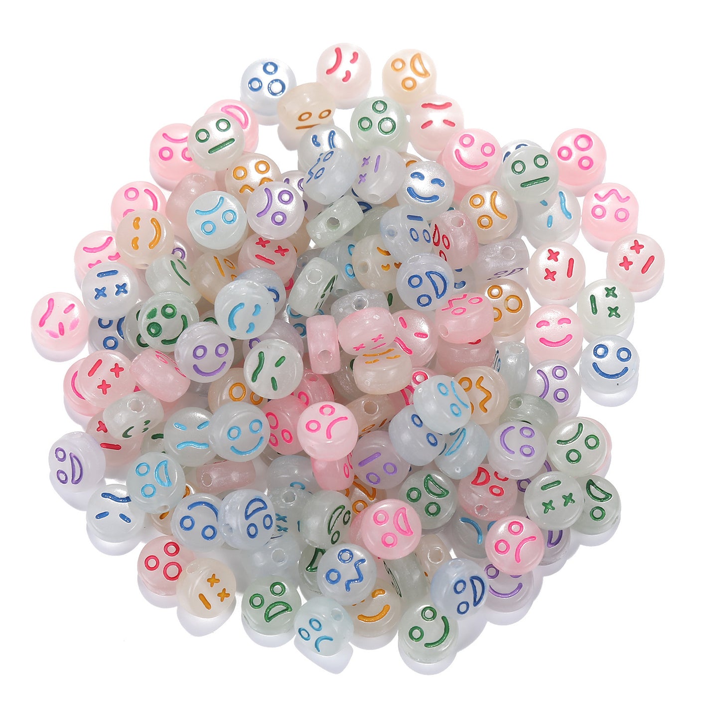 Luminous Acrylic Beads Colorful Beads Flat Round Scattered Beads
