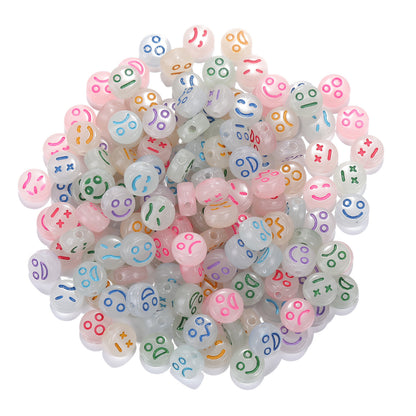 Luminous Acrylic Beads Colorful Beads Flat Round Scattered Beads