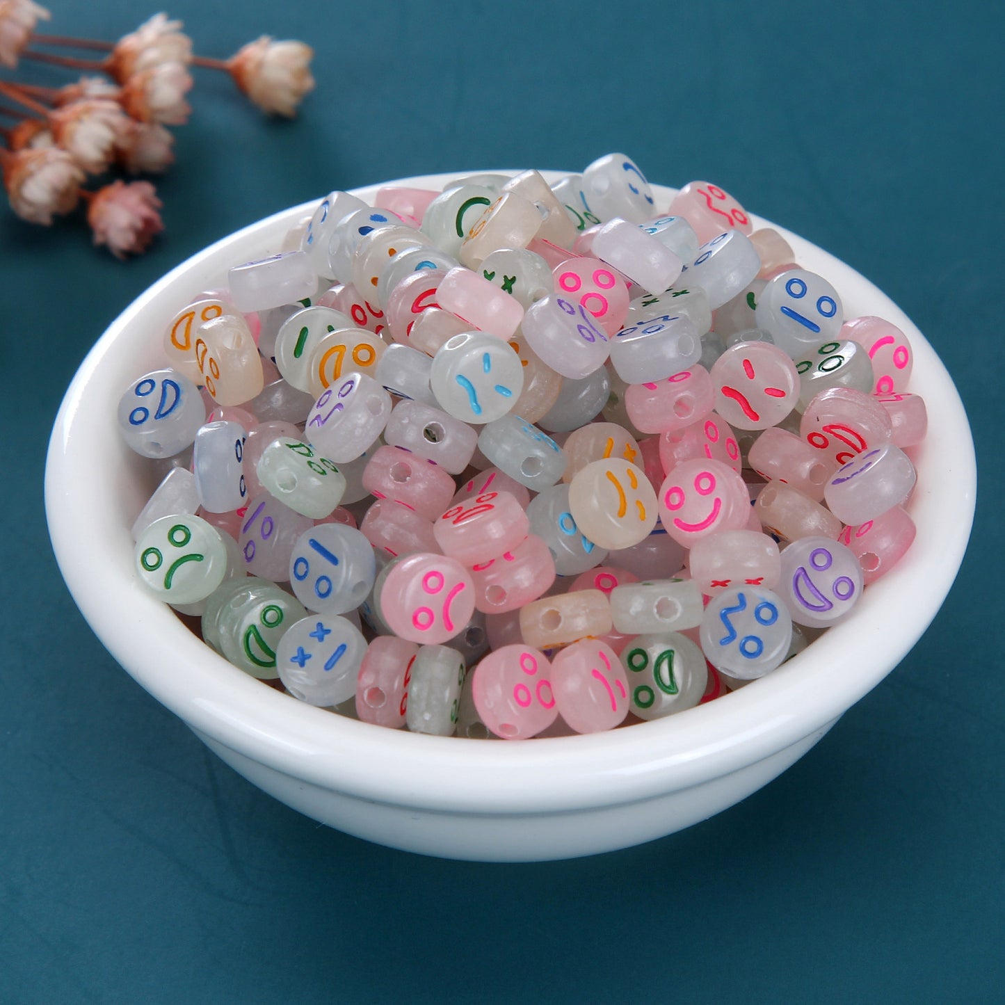 Luminous Acrylic Beads Colorful Beads Flat Round Scattered Beads