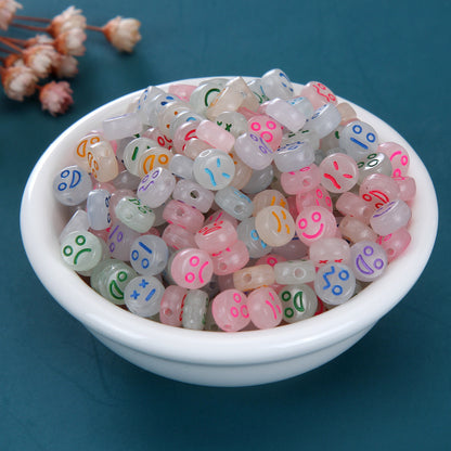 Luminous Acrylic Beads Colorful Beads Flat Round Scattered Beads